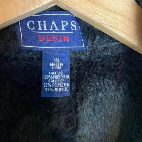 Chaps 1X‎ black faux suede & fur vest  toggle buttons - Picture 7 of 7